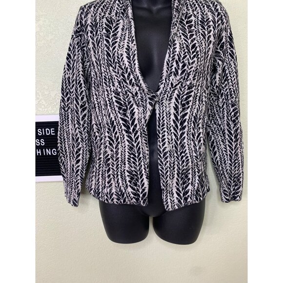 Nic+Zoe Open Front Black & Gray Cardigan Blazer Size Petite - Picture 2 of 12
